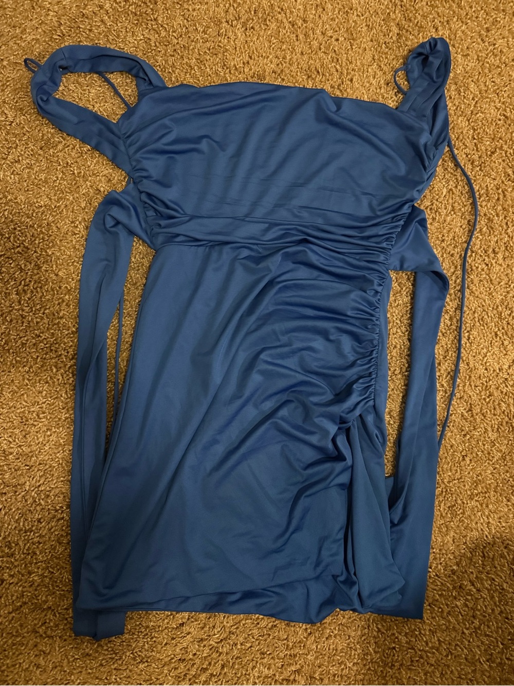 Lucy in the Sky Navy Blue Ruched Mini Dress